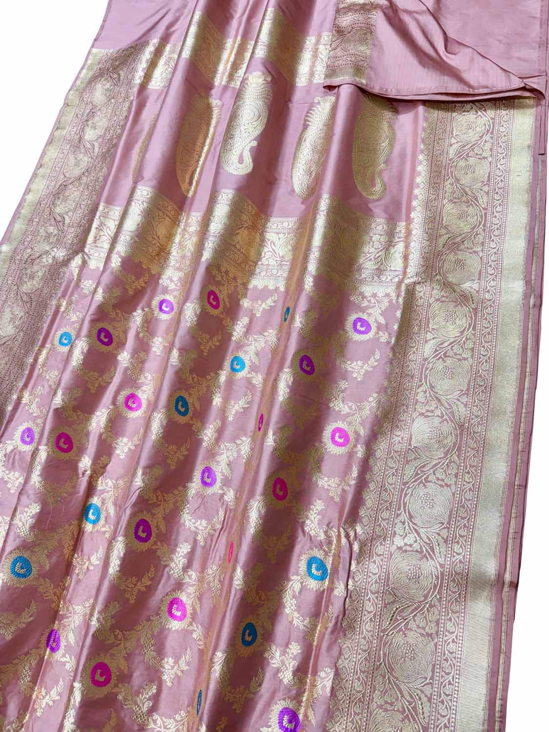 Elegant Pink Banarasi Silk Meenakari Saree - Luxurion World