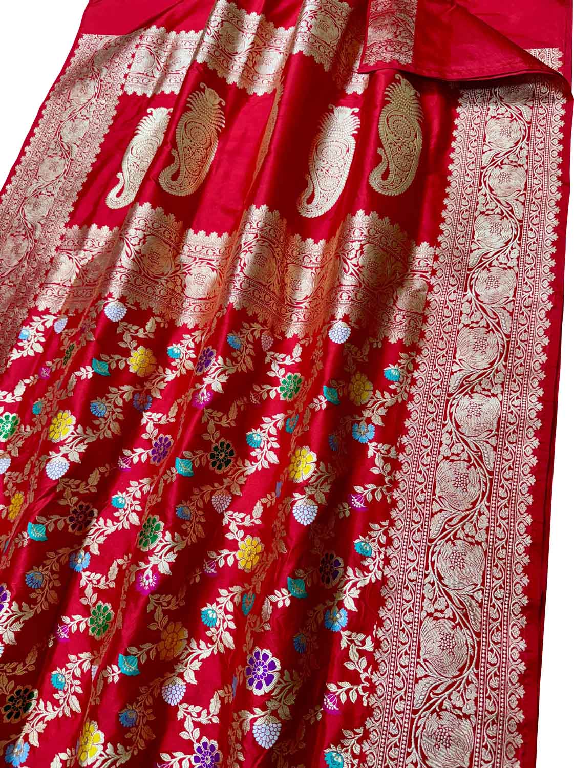 Elegant Red Banarasi Silk Meenakari Saree - Luxurion World