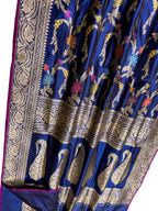 Royal Blue Banarasi Silk Meenakari Saree - Luxurion World