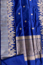 Elegant Blue Banarasi Handloom Pure Katan Silk Ghat Design Saree - Luxurion World