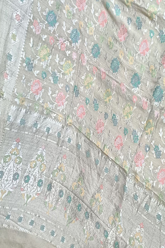 Exquisite Dyeable Banarasi Handloom Pure Tussar Georgette Meenakari Saree - Luxurion World