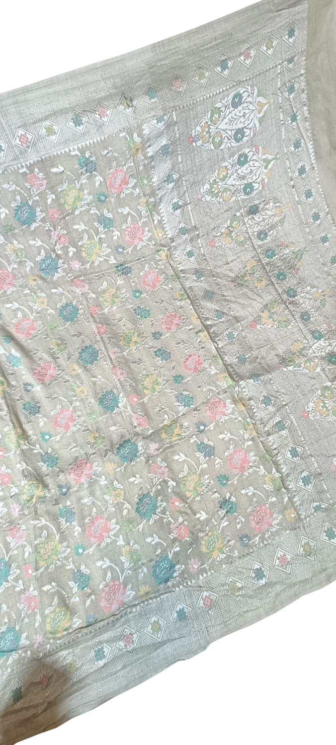 Exquisite Dyeable Banarasi Handloom Pure Tussar Georgette Meenakari Saree - Luxurion World