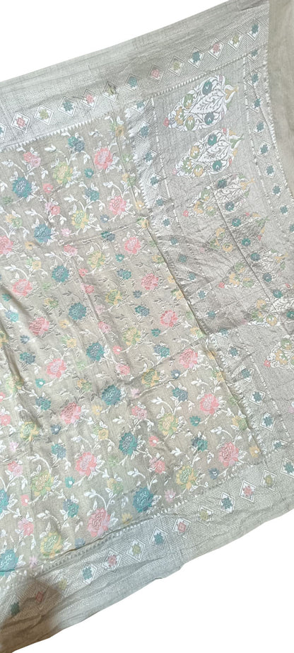 Exquisite Dyeable Banarasi Handloom Pure Tussar Georgette Meenakari Saree - Luxurion World