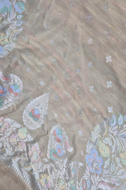 Exquisite Dyeable Banarasi Handloom Pure Tussar Georgette Meenakari Saree - Luxurion World