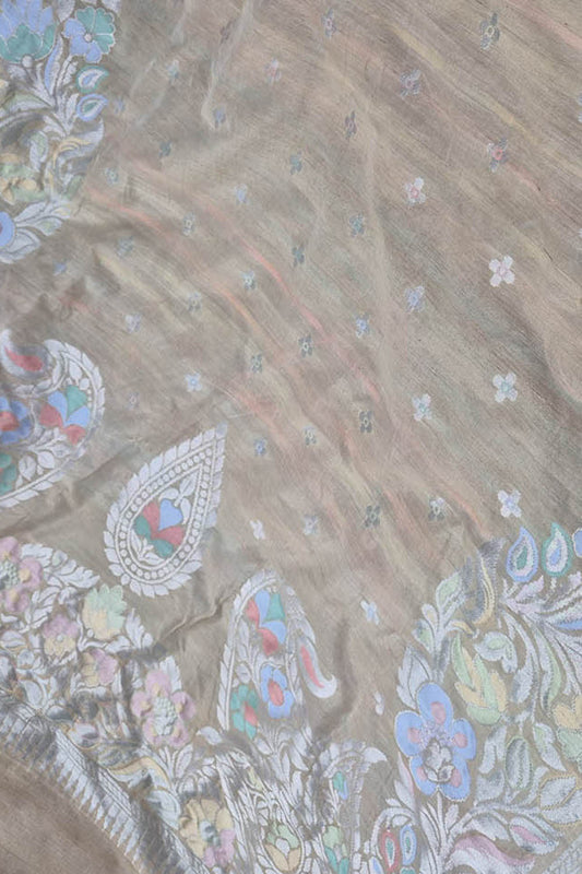 Exquisite Dyeable Banarasi Handloom Pure Tussar Georgette Meenakari Saree - Luxurion World