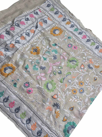 Exquisite Dyeable Banarasi Handloom Pure Tussar Georgette Meenakari Saree - Luxurion World