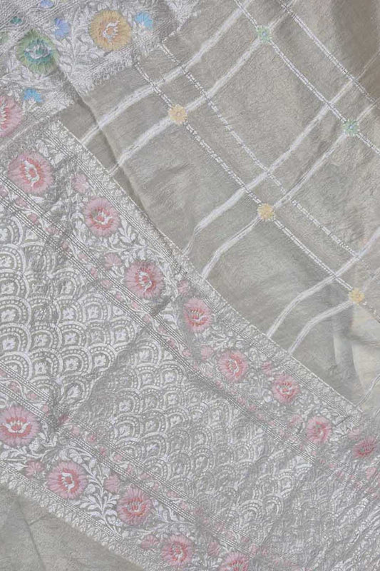 Exquisite Dyeable Banarasi Handloom Pure Tussar Georgette Meenakari Saree - Luxurion World