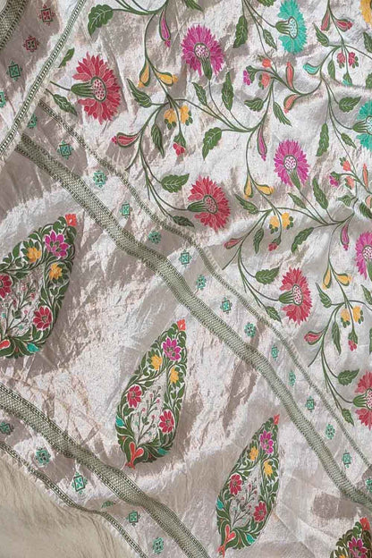 Exquisite Dyeable Banarasi Handloom Pure Tussar Georgette Meenakari Saree - Luxurion World