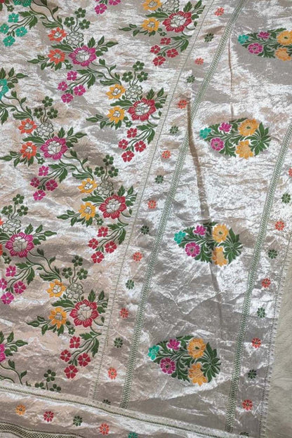 Exquisite Dyeable Banarasi Handloom Pure Tussar Georgette Meenakari Saree - Luxurion World