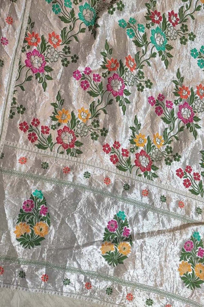 Exquisite Dyeable Banarasi Handloom Pure Tussar Georgette Meenakari Saree - Luxurion World