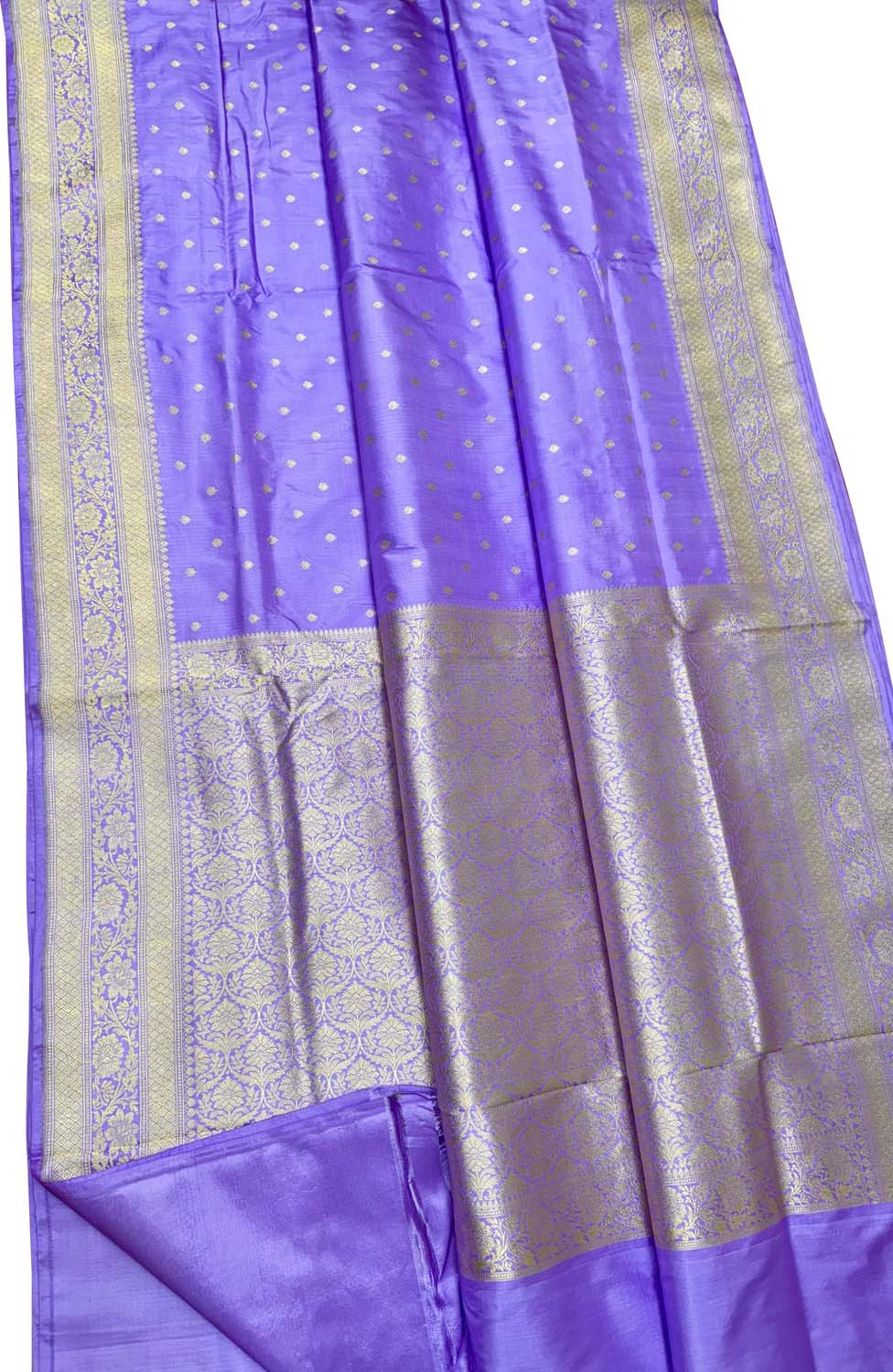 Elegant Purple Banarasi Handloom Pure Katan Silk Small Booti Design Saree - Luxurion World