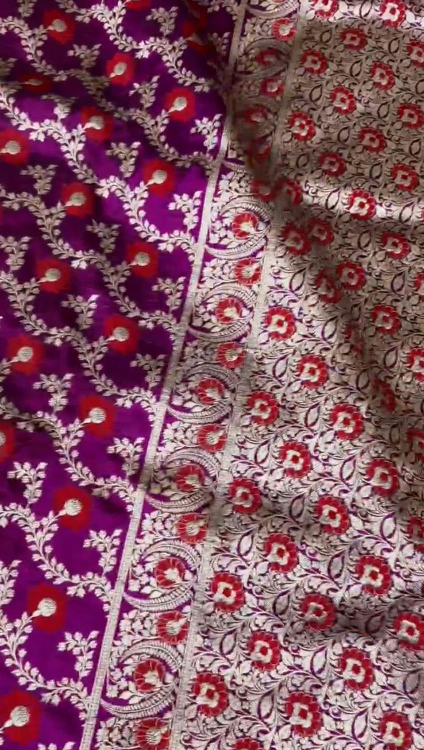 Elegant Purple Banarasi Handloom Meenakari Pure Katan Silk Weaved Jaal Work Saree - Luxurion World