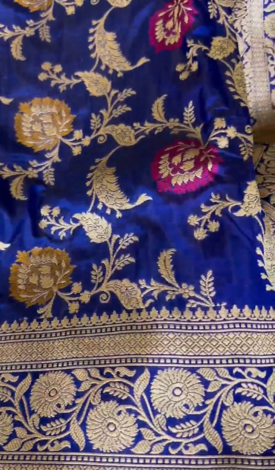 Elegant Blue Banarasi Handloom Meenakari Pure Katan Silk Weaved Jaal Work Saree - Luxurion World
