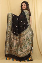 Exquisite Black Banarasi Georgette Saree with Paithani Border - Luxurion World