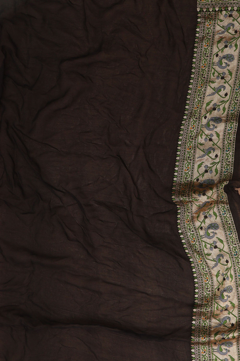 Exquisite Black Banarasi Georgette Saree with Paithani Border - Luxurion World