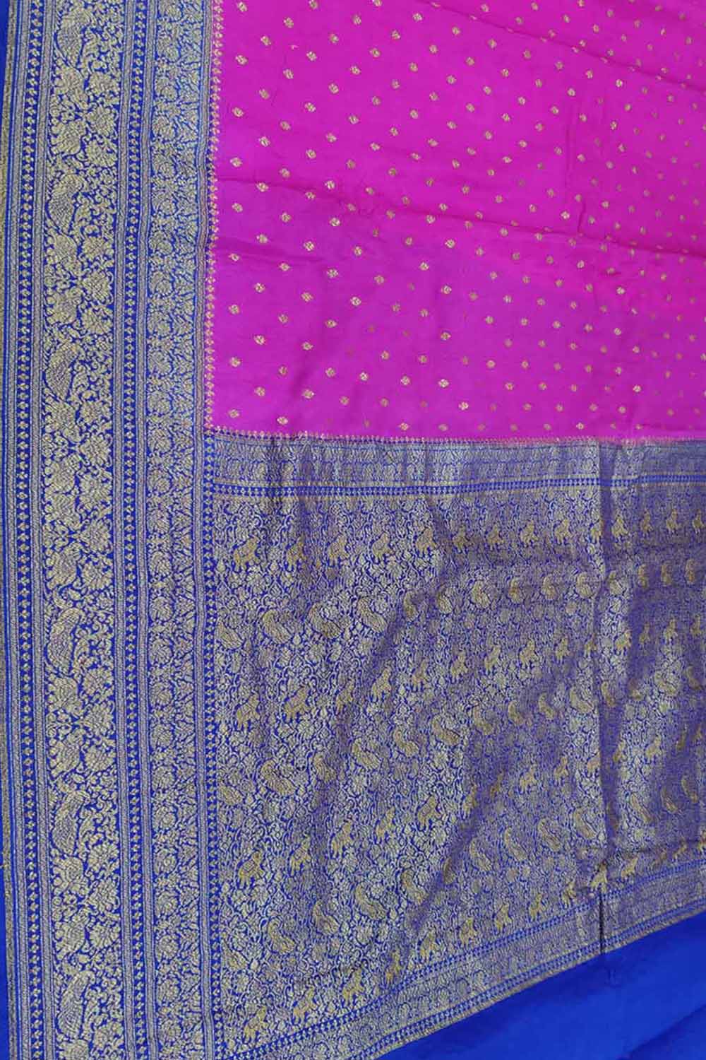 Elegant Pink Banarasi Crepe Silk Saree - Luxurion World