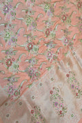 Peach Handloom Banarasi Pure Katan Silk Meenakari Saree - Luxurion World