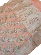 Peach Handloom Banarasi Pure Katan Silk Meenakari Saree - Luxurion World