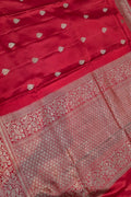 Red Handloom Banarasi Pure Mashru Silk Saree - Luxurion World