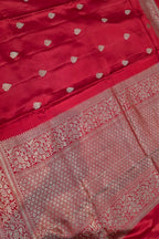 Red Handloom Banarasi Pure Mashru Silk Saree - Luxurion World