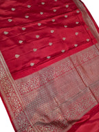 Red Handloom Banarasi Pure Mashru Silk Saree - Luxurion World