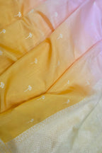 Yellow And Pink Handloom Banarasi Pure Chiniya Silk Saree - Luxurion World