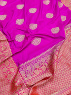 Pink Handloom Banarasi Pure Katan Silk Saree - Luxurion World