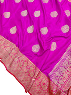Pink Handloom Banarasi Pure Katan Silk Saree - Luxurion World