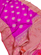Pink Handloom Banarasi Pure Katan Silk Saree - Luxurion World