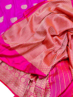 Pink Handloom Banarasi Pure Katan Silk Saree - Luxurion World