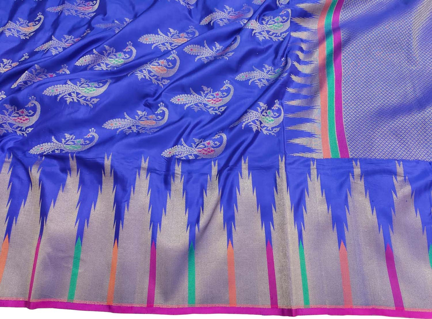 Blue Banarasi Handloom Pure Katan Silk Saree - Luxurion World