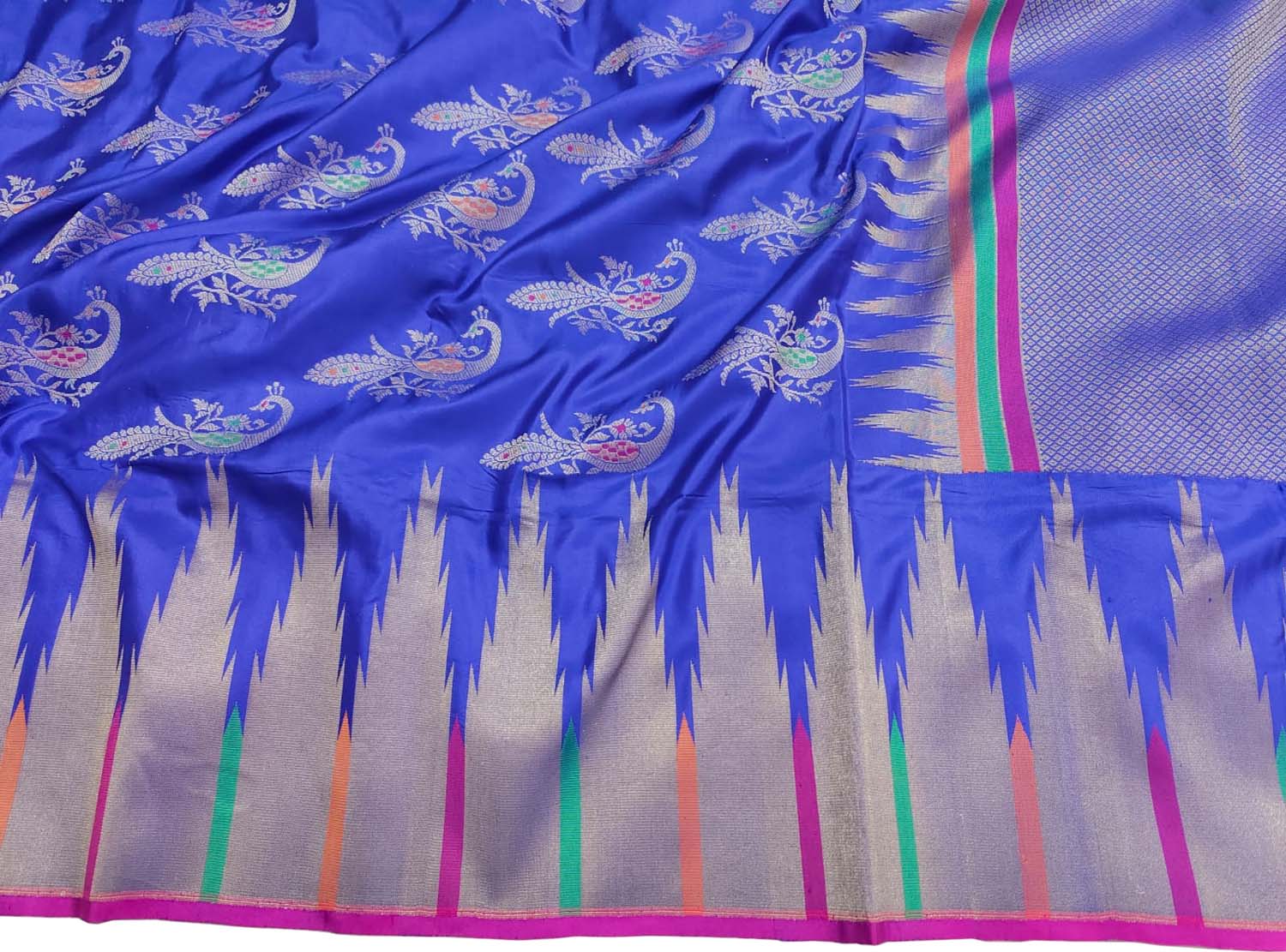 Blue Banarasi Handloom Pure Katan Silk Saree - Luxurion World