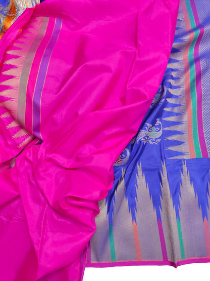 Blue Banarasi Handloom Pure Katan Silk Saree - Luxurion World