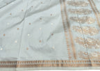 Grey Banarasi Handloom Pure Katan Silk Saree - Luxurion World