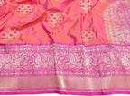 Pink And Orange Banarasi Handloom Pure Katan Silk Saree - Luxurion World