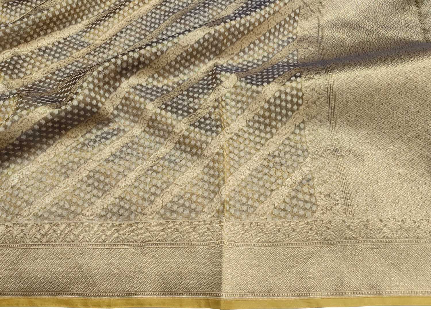 Black And Golden Banarasi Handloom Soft Tissue Silk Saree - Luxurion World