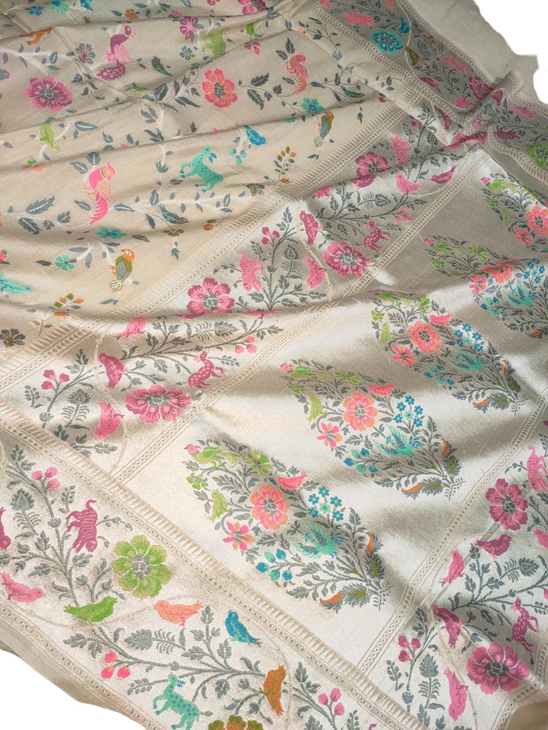 Dyeable Handloom Banarasi Tussar Silk Meenakari Saree - Luxurion World