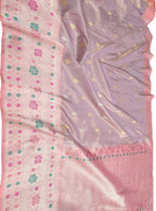 Elegant Purple Handloom Banarasi Pure Tissue Silk Saree With Meenakari Border - Luxurion World