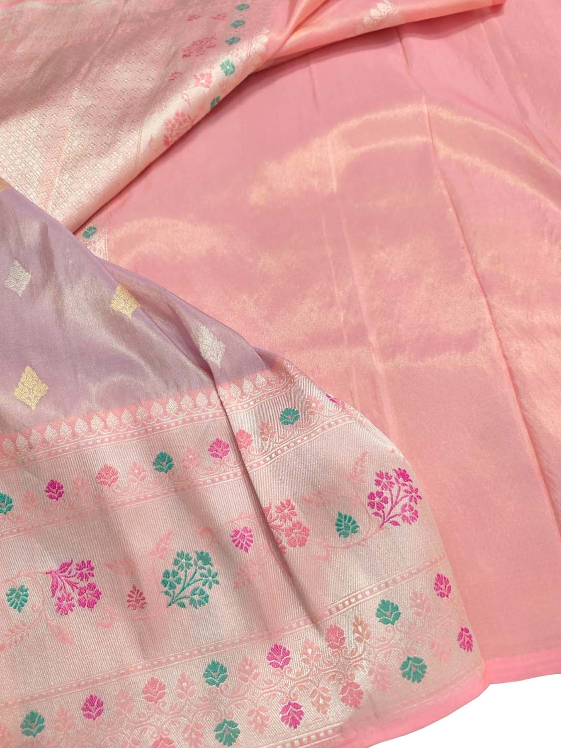 Elegant Purple Handloom Banarasi Pure Tissue Silk Saree With Meenakari Border - Luxurion World