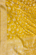 Yellow Handloom Banarasi Pure Katan Silk Saree - Luxurion World