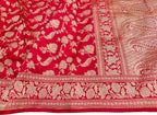 Exquisite Red Handloom Banarasi Katan Silk Saree - Luxurion World