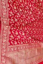 Exquisite Red Handloom Banarasi Katan Silk Saree - Luxurion World