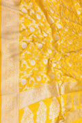 Yellow Handloom Banarasi Katan Silk Saree - Luxurion World