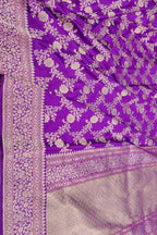 Elegant Purple Banarasi Handloom Pure Katan Silk Kadwa Jangla Saree - Luxurion World