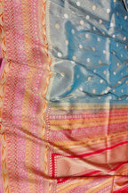 Exquisite  Blue Banarasi Handloom Pure Tissue Silk Saree with Katan Silk Border - Luxurion World