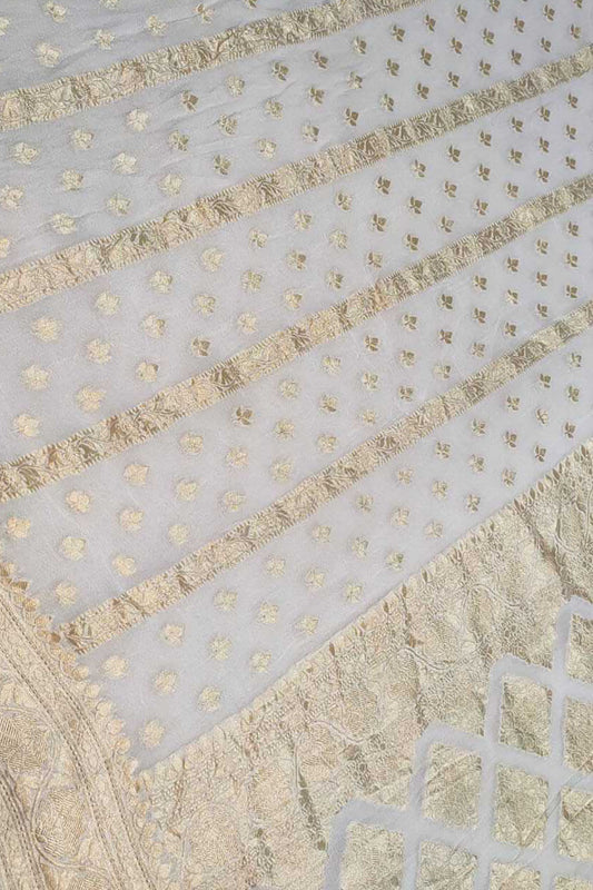 Stunning Dyeable Handloom Banarasi Pure Georgette Saree - Luxurion World