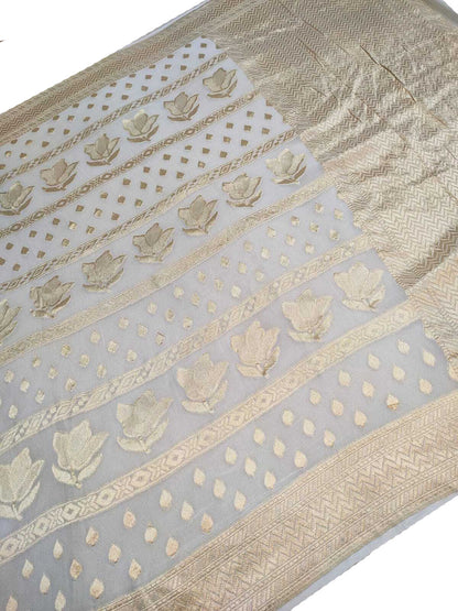 Stunning Dyeable Handloom Banarasi Pure Georgette Saree - Luxurion World