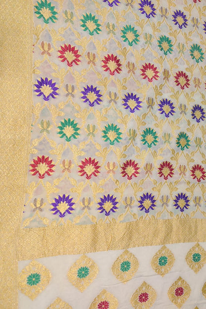 Exquisite Dyeable Banarasi Handloom Pure Georgette Silk Meenakari Saree - Luxurion World