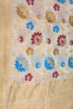 Exquisite Dyeable Banarasi Handloom Pure Georgette Silk Big Flower Design Meenakari Saree - Luxurion World