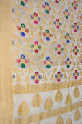 Exquisite Dyeable Banarasi Handloom Pure Georgette Silk Meenakari Jaal Saree - Luxurion World